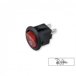 Switch round black universal with red light (20mm)